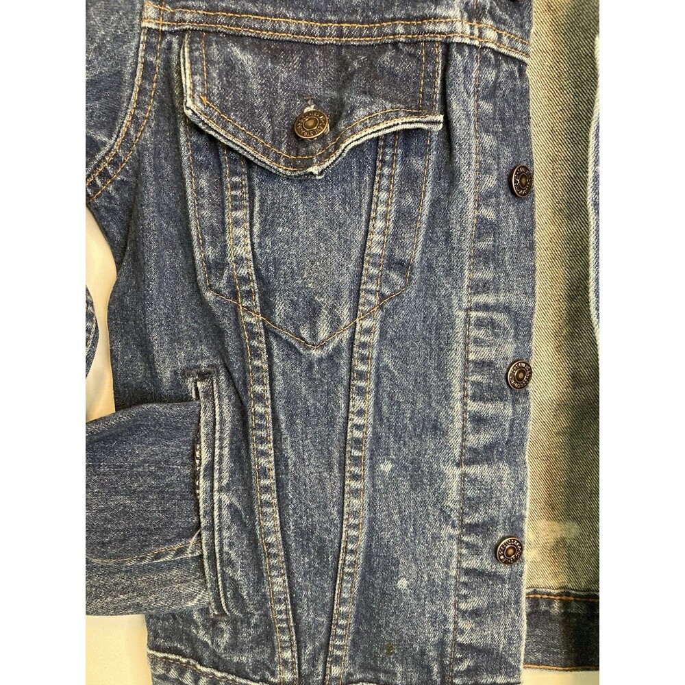 Levis Upcyled Jean Jacket XL Denim Trucker Faded Biker Street Rock 80s 90s Y2K - Picture 5 of 12
